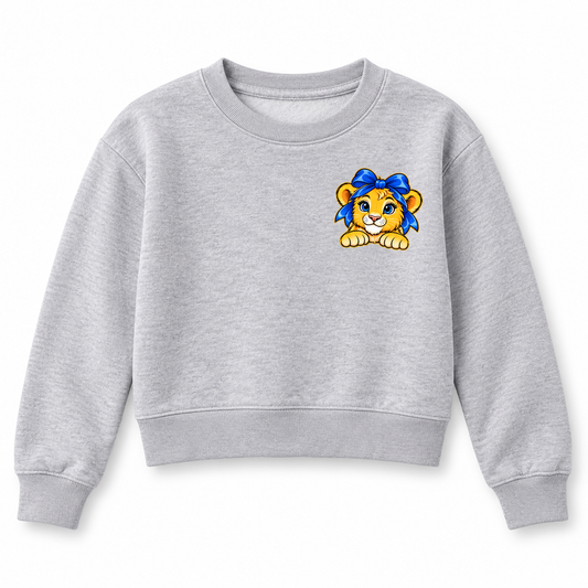 Heather Gray Bayview Elementary Bow Lion Youth Cropped Crewneck