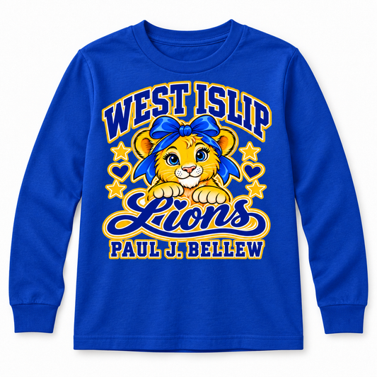 Royal Blue Paul J. Bellew Bow Lion Youth Long Sleeve T-Shirt