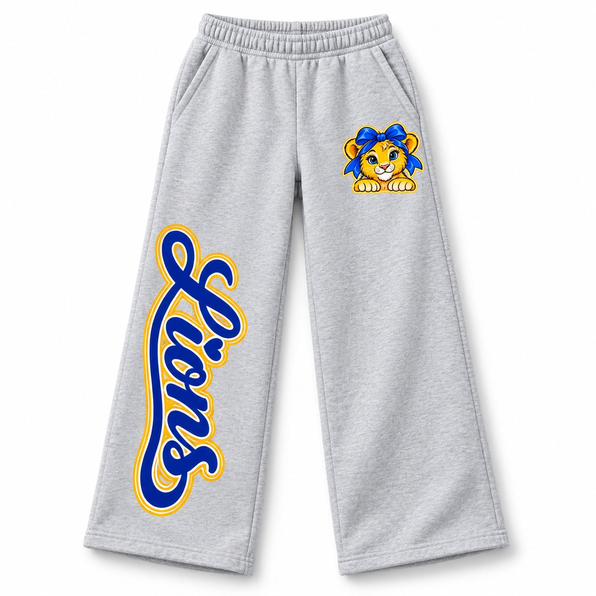 Heather Gray Bayview Elementary Bow Lion Youth Wide-Leg Sweatpants