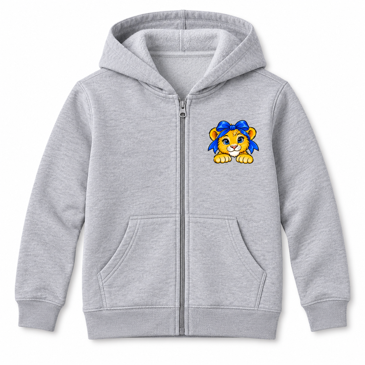 Heather Gray Bayview Elementary Bow Lion Youth Full-Zip Hoodie