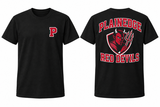 PLAINEDGE RED DEVILS black tee front and back