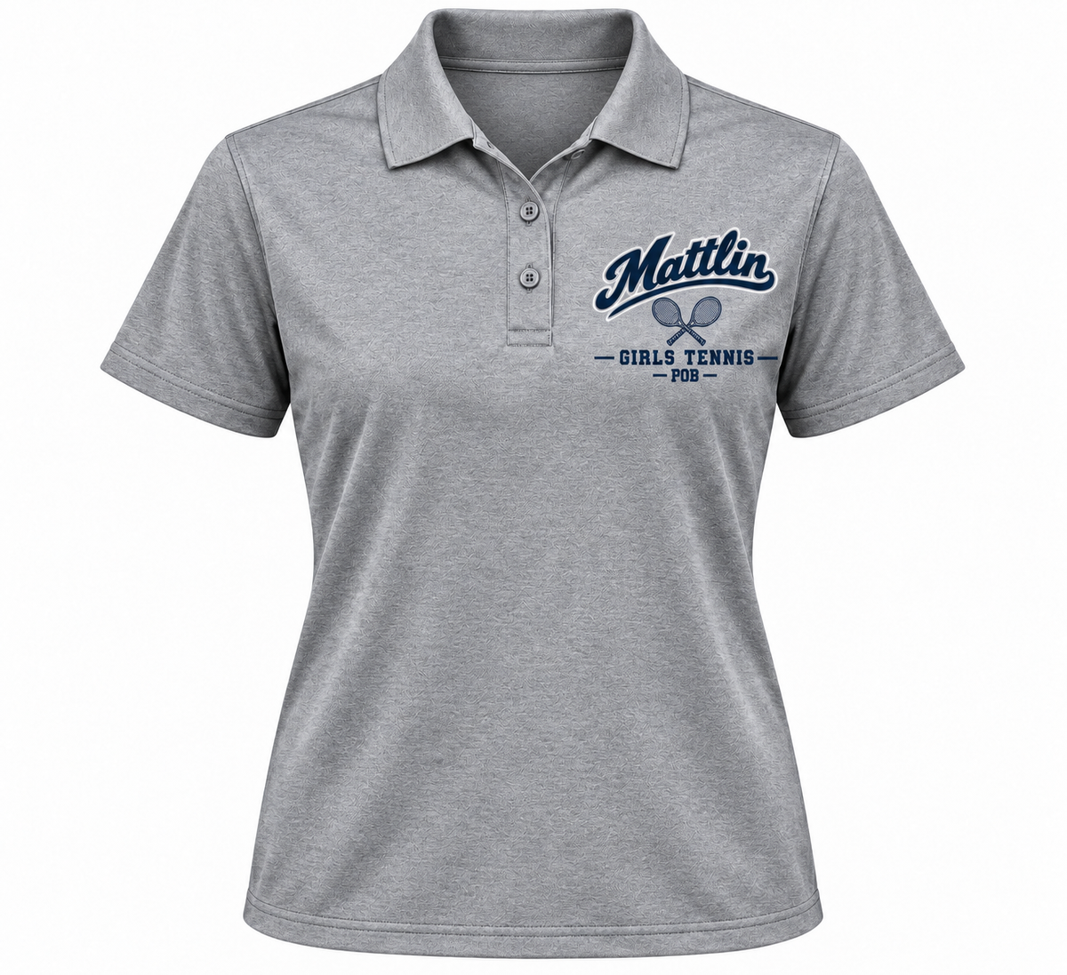 POB Mattlin Girls Tennis Heritage Script Performance Polo | Heather Gray