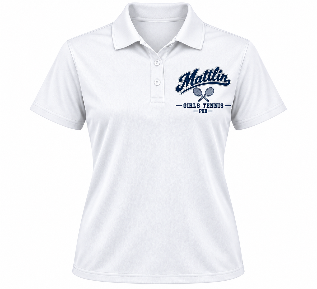 POB Mattlin Girls Tennis Heritage Script Performance Polo | White