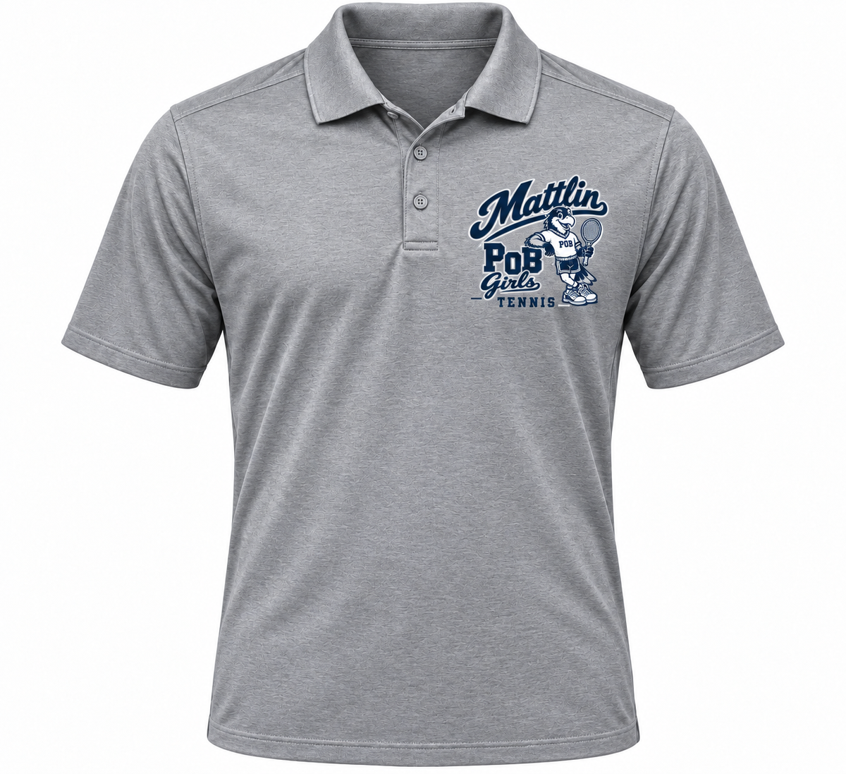POB Mattlin Girls Tennis Retro Hawks Performance Polo | Heather Gray