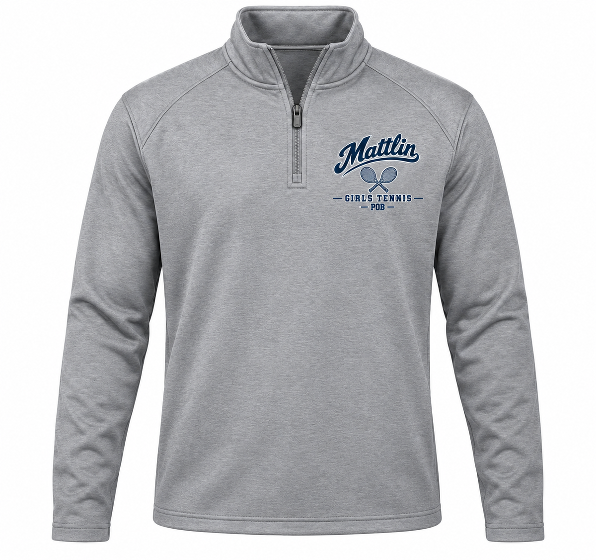 POB Mattlin Girls Tennis Heritage Script Performance Quarter-Zip | Heather Gray