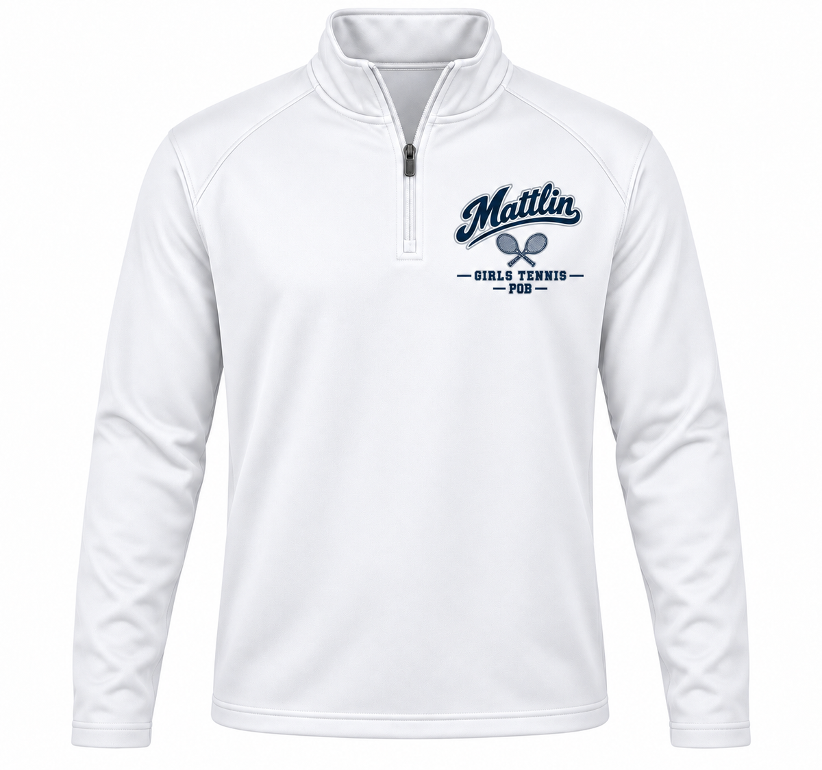 POB Mattlin Girls Tennis Heritage Script Performance Quarter-Zip | White