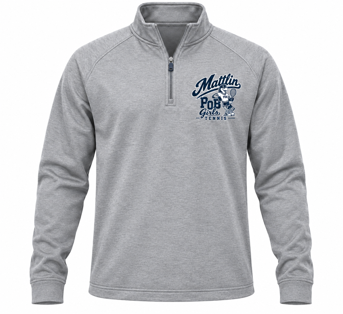 POB Mattlin Girls Tennis Retro Hawks Performance Quarter-Zip | Heather Gray