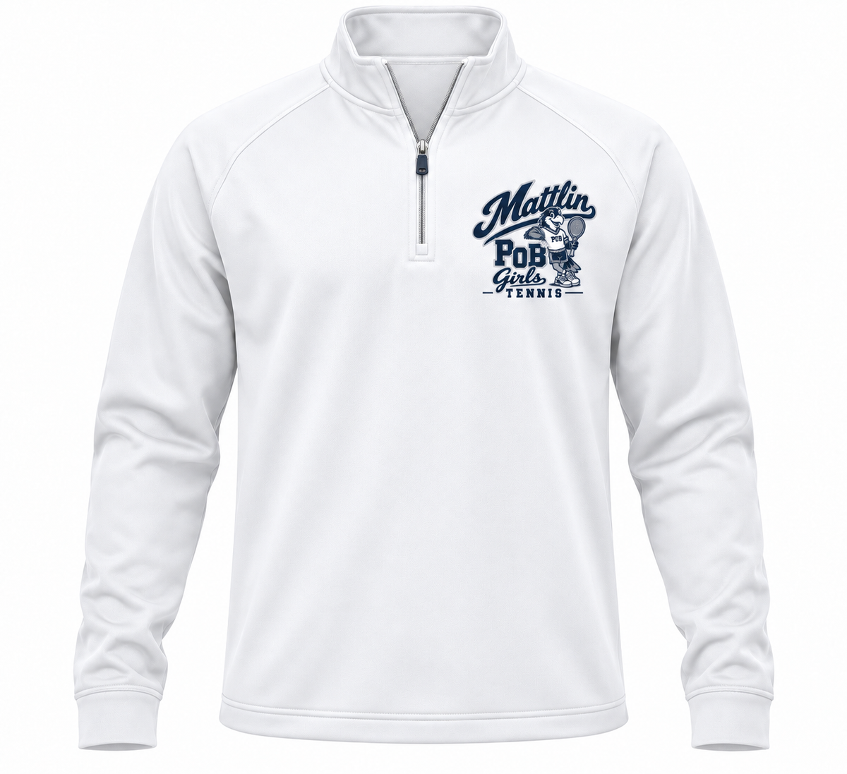 POB Mattlin Girls Tennis Retro Hawks Performance Quarter-Zip | White