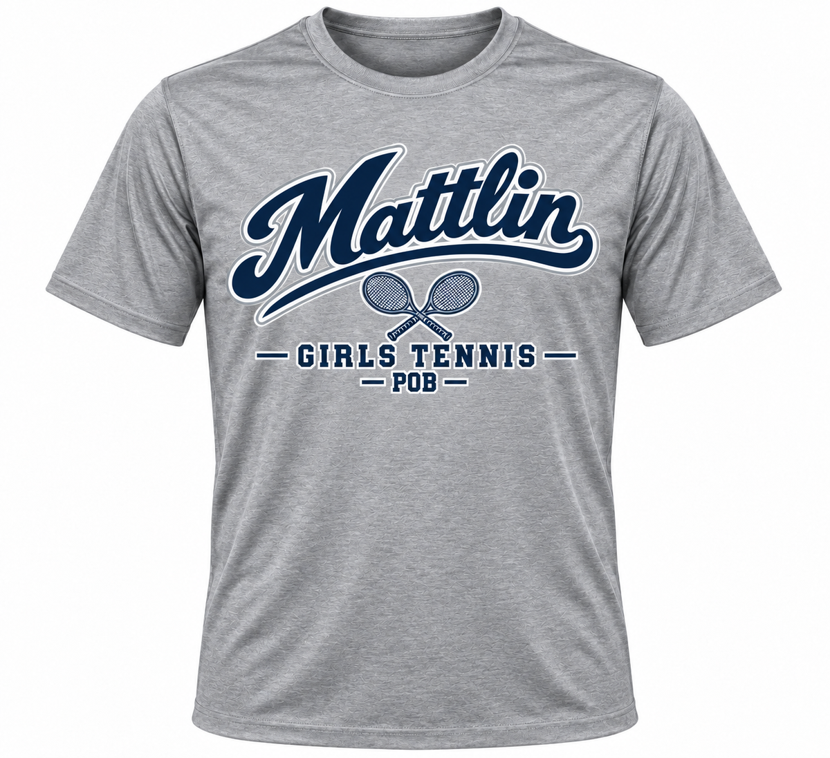 POB Mattlin Girls Tennis Heritage Script Performance Tee | Heather Gray