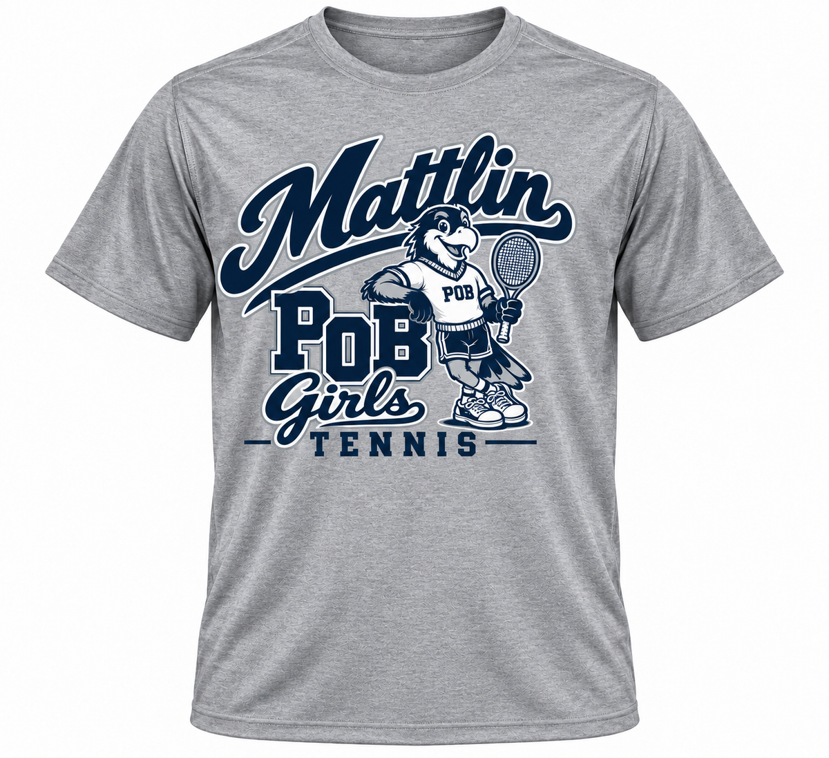 POB Mattlin Girls Tennis Retro Hawks Performance Tee | Heather Gray