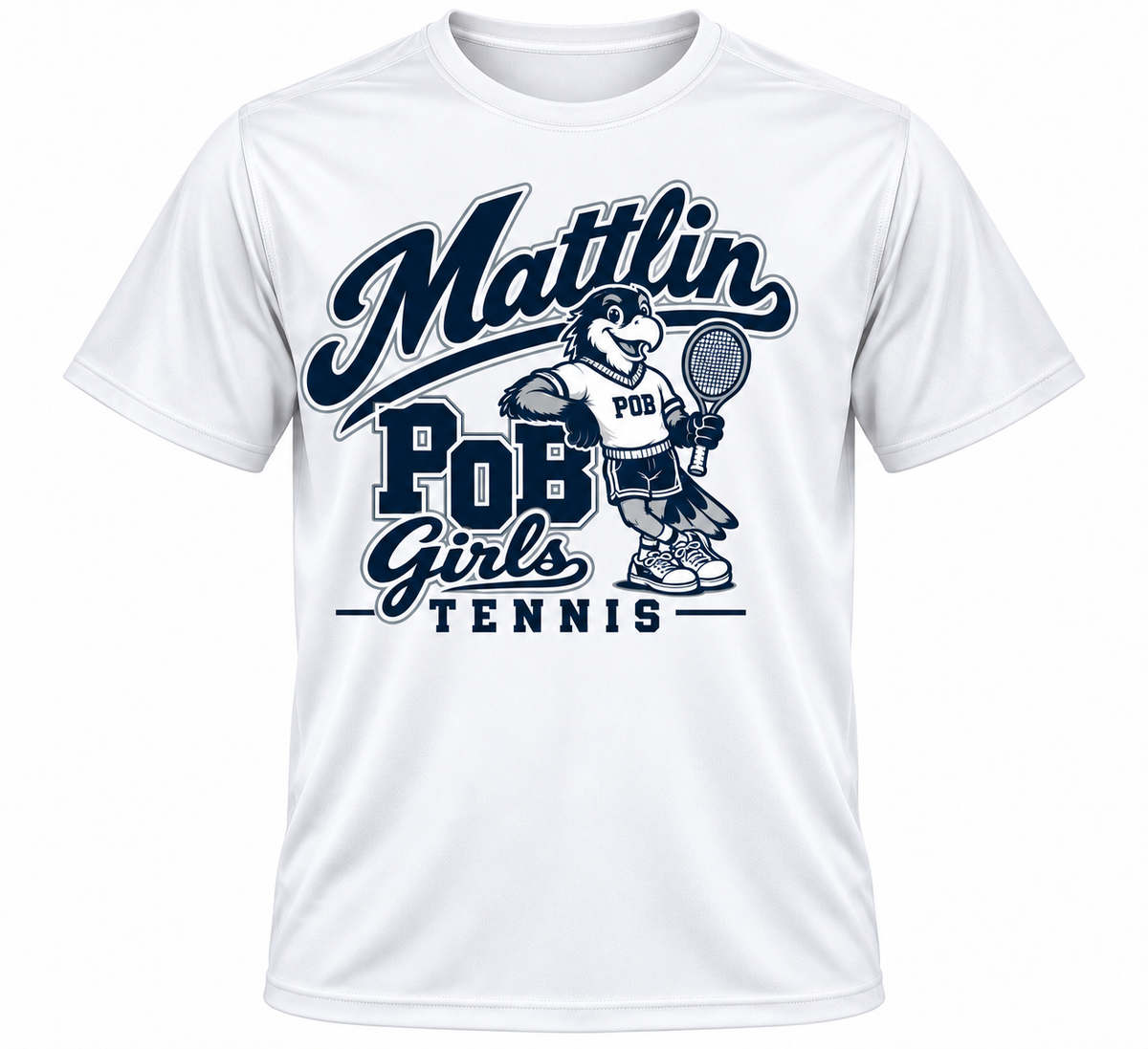 POB Mattlin Girls Tennis Retro Hawks Performance Tee | White