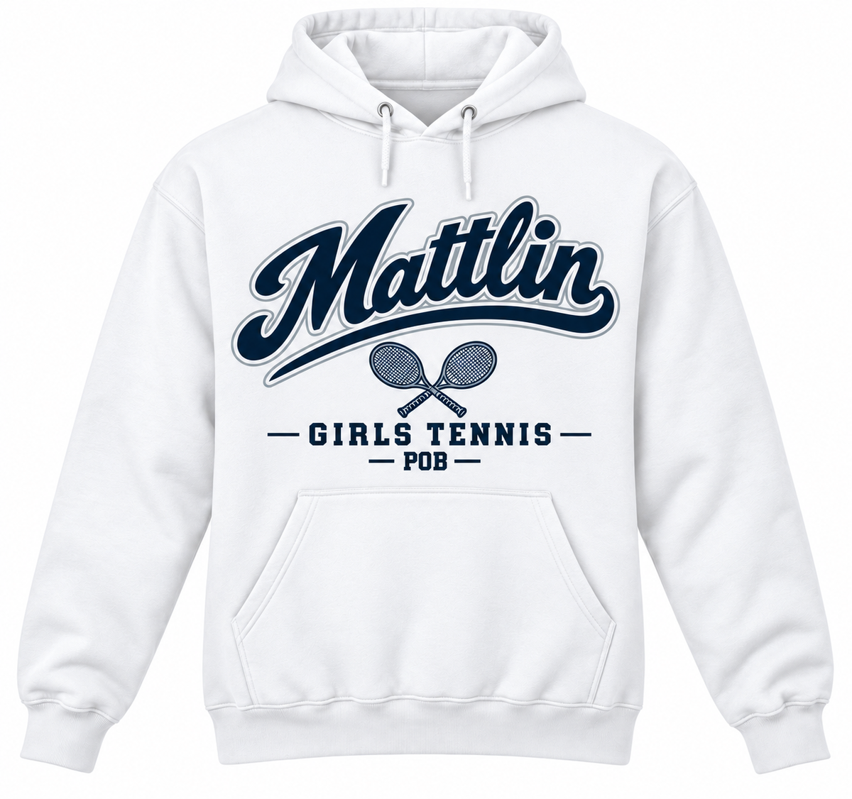 POB Mattlin Girls Tennis Heritage Script Pullover Hoodie | White