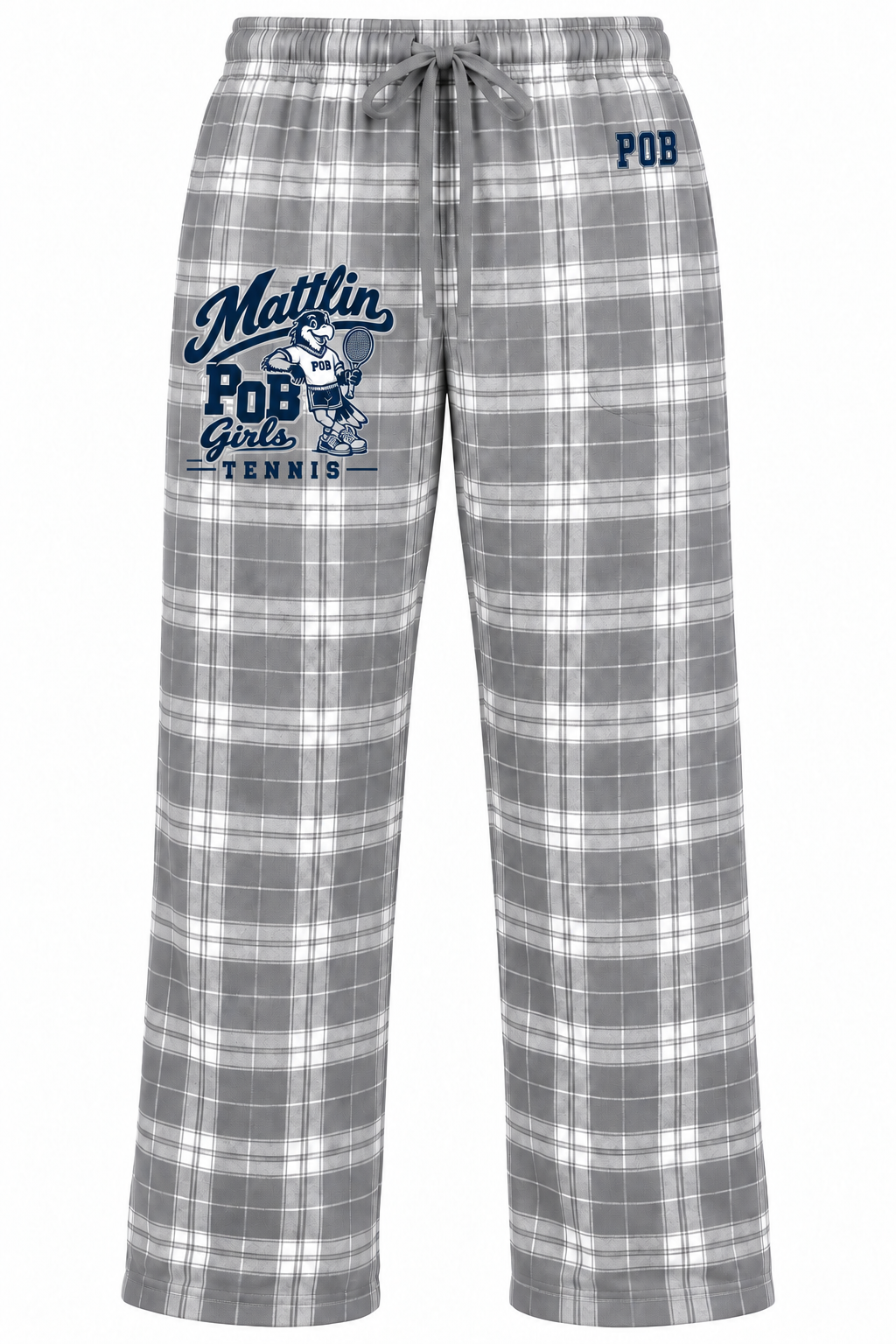 POB Mattlin Girls Tennis Retro Hawks Plaid Pajama Pants | Gray/White Plaid