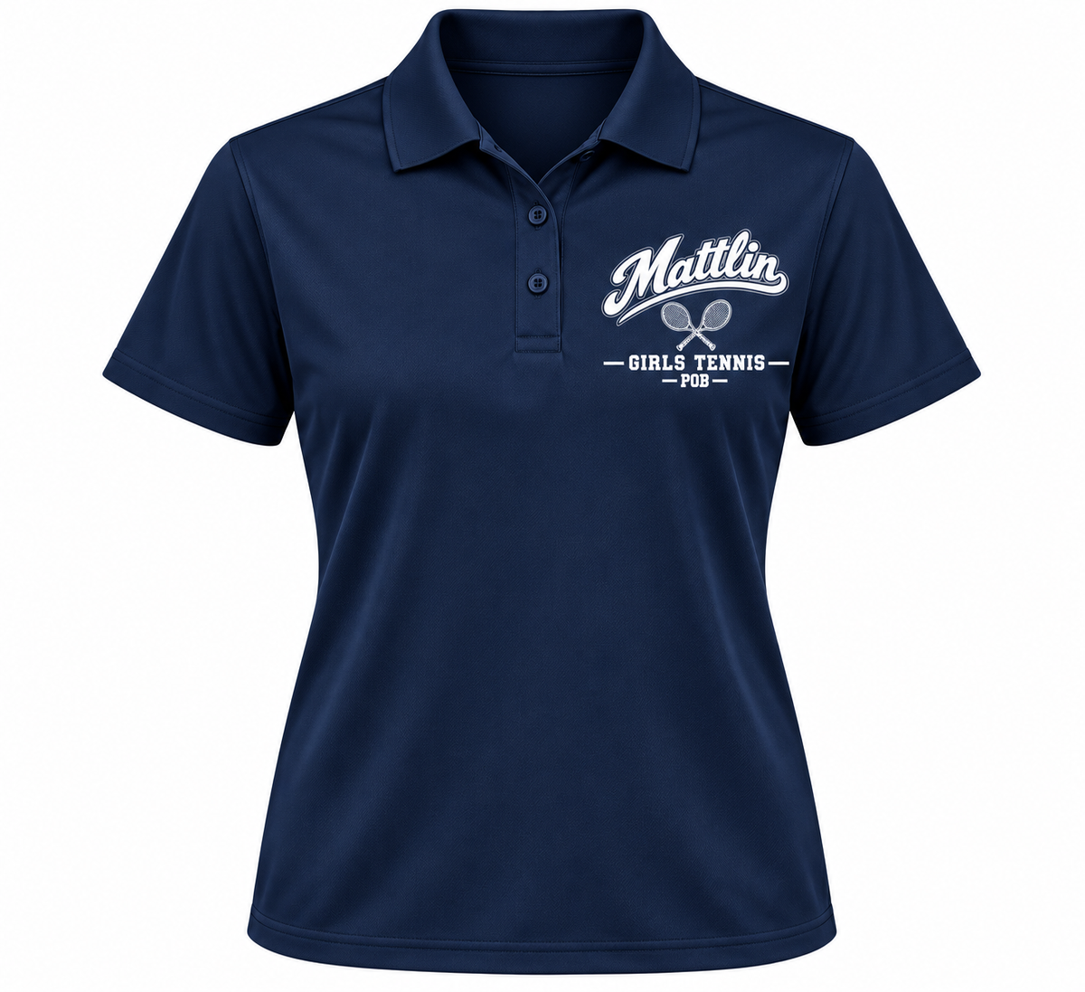 POB Mattlin Girls Tennis Heritage Script Performance Polo | Navy