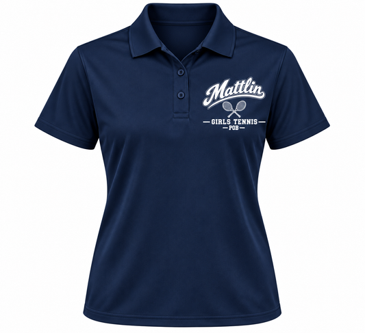 POB Mattlin Girls Tennis Heritage Script Performance Polo | Navy