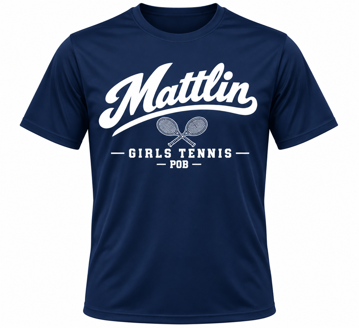 POB Mattlin Girls Tennis Heritage Script Performance Tee | Navy