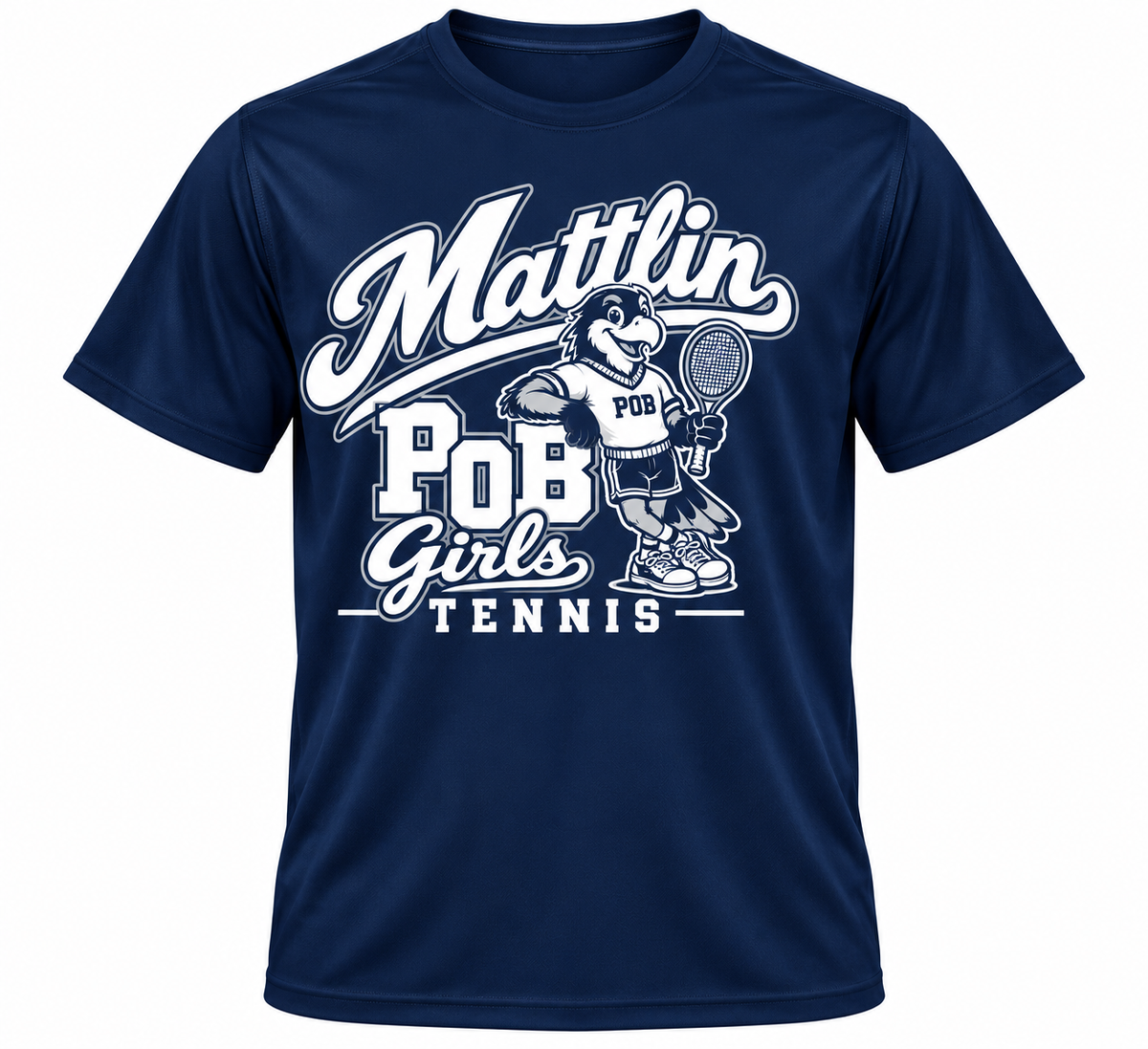 POB Mattlin Girls Tennis Retro Hawks Performance Tee | Navy