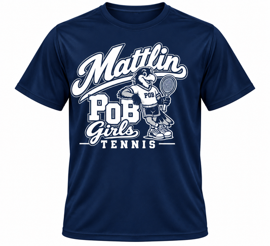POB Mattlin Girls Tennis Retro Hawks Performance Tee | Navy