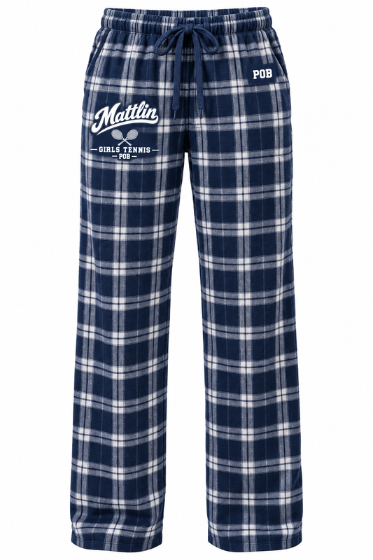POB Mattlin Girls Tennis Heritage Script Plaid Pajama Pants | Navy/White Plaid
