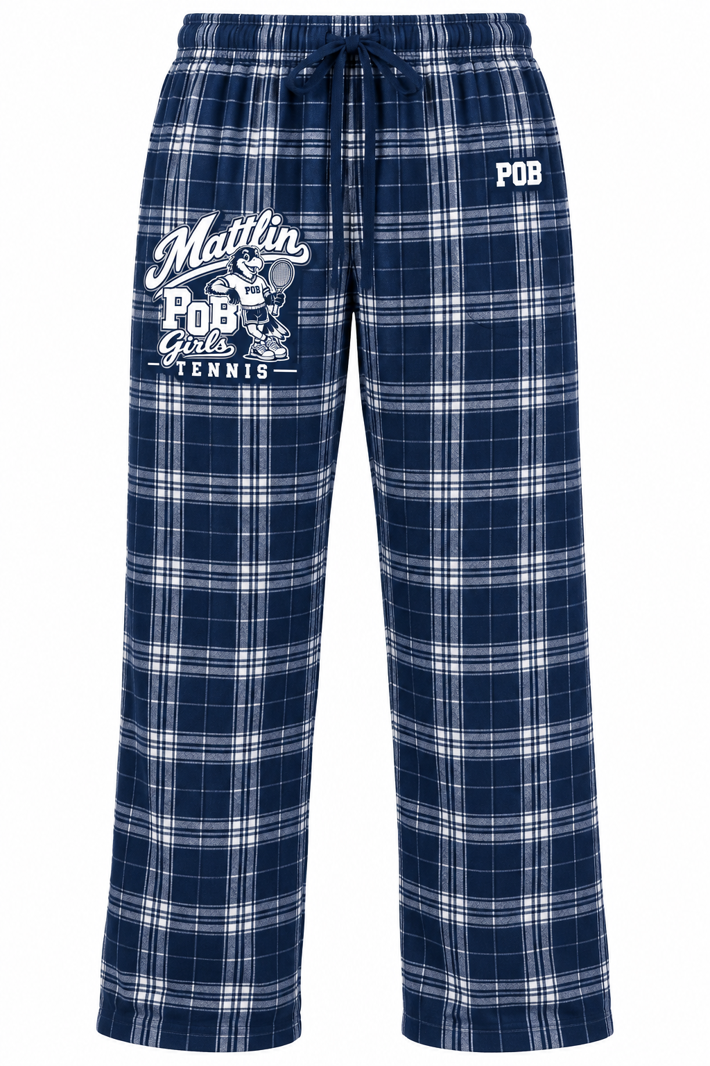 POB Mattlin Girls Tennis Retro Hawks Plaid Pajama Pants | Navy/White Plaid