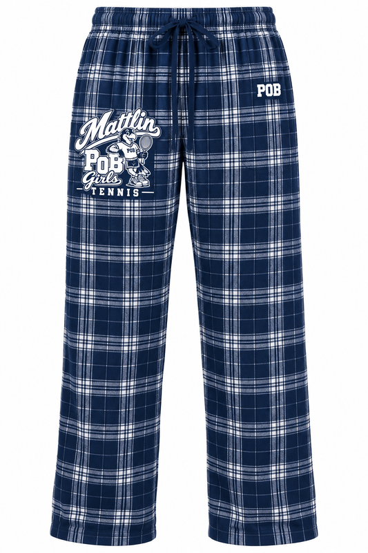 POB Mattlin Girls Tennis Retro Hawks Plaid Pajama Pants | Navy/White Plaid