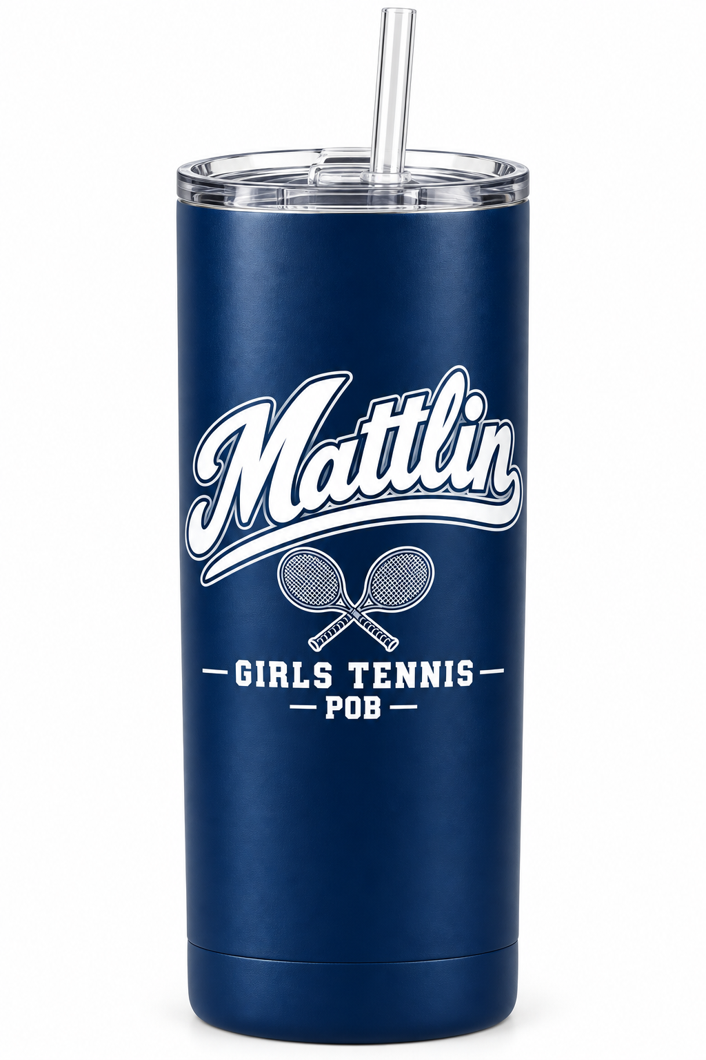 POB Mattlin Girls Tennis Heritage Script Skinny Tumbler | Navy