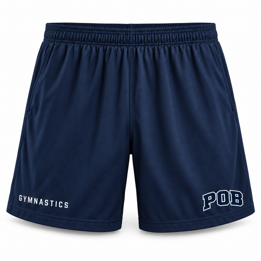 Navy POB Hawks Gymnastics Relaxed Athletic Shorts design mockup