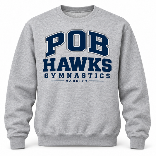 Sport Gray POB Hawks Gymnastics Varsity Crewneck Sweatshirt
