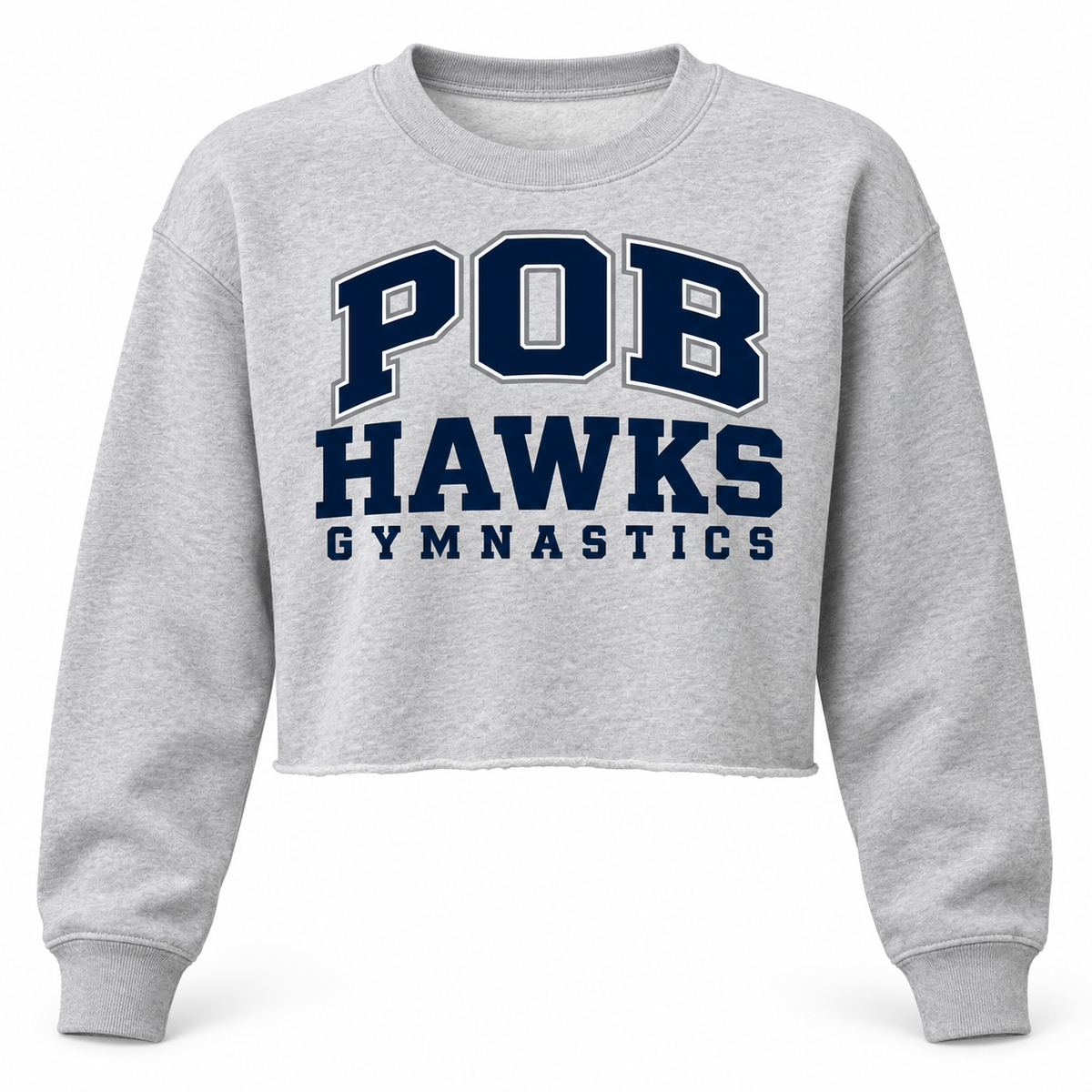 Heather Gray POB Hawks Gymnastics Cropped Fleece Crewneck design mockup