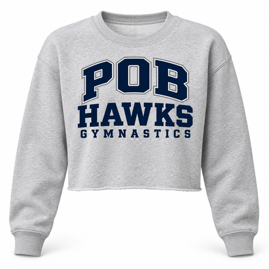 Heather Gray POB Hawks Gymnastics Cropped Fleece Crewneck design mockup