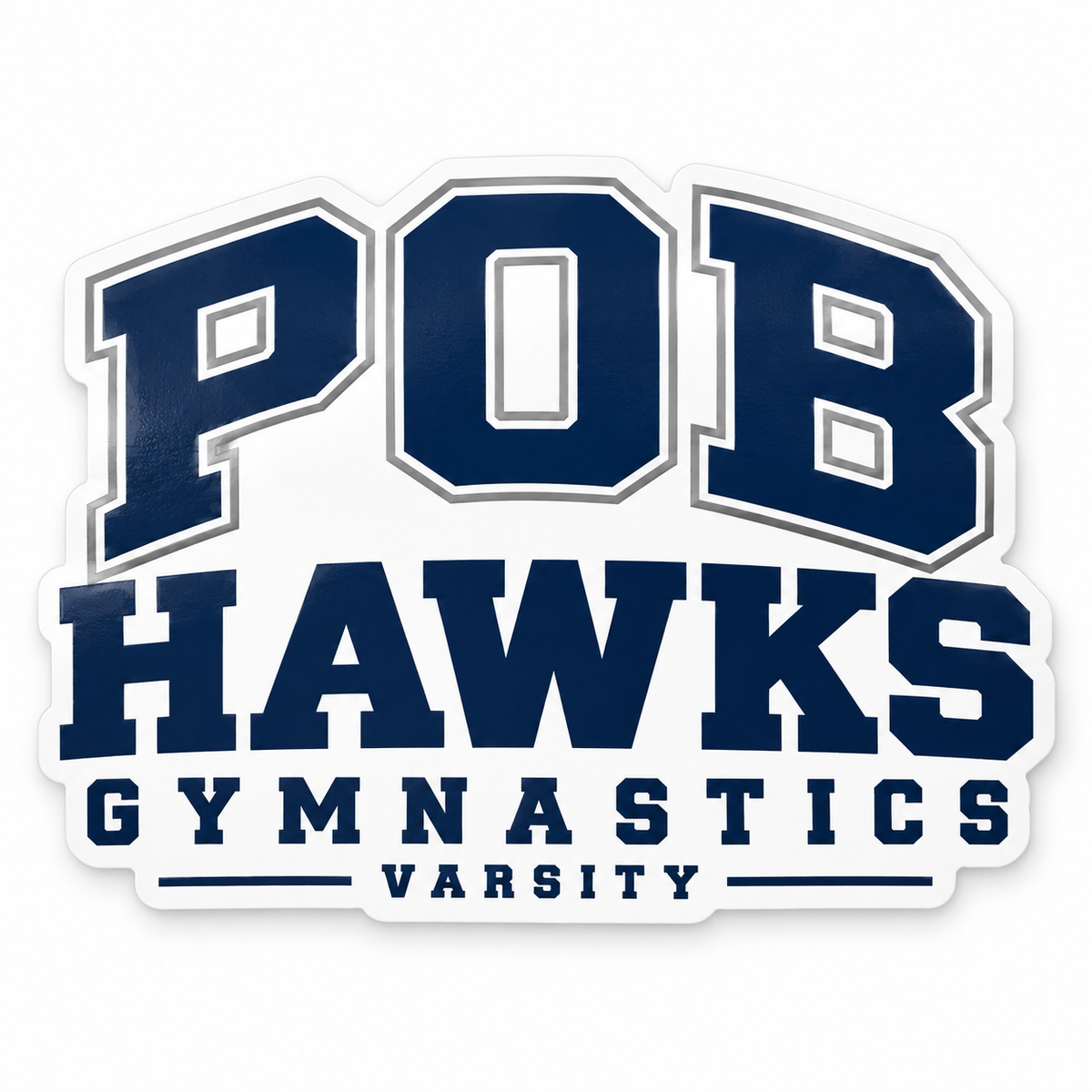 Navy White POB Hawks Gymnastics POB Gymnastics Die-Cut Sticker design mockup