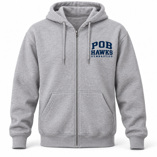 Sport Gray POB Hawks Gymnastics Full-Zip Fleece Hoodie design mockup