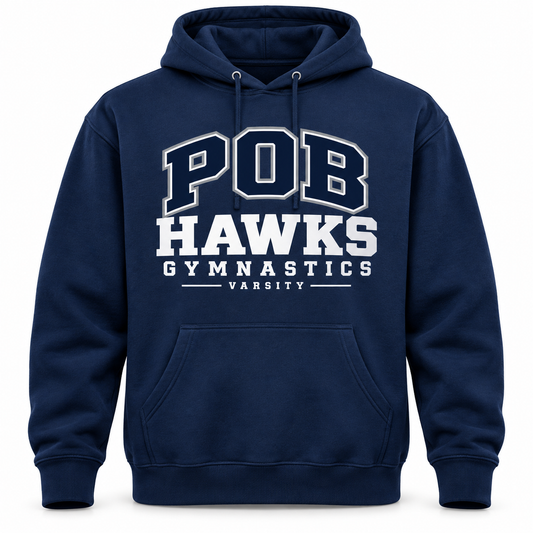 Navy POB Hawks Gymnastics Varsity Fleece Hoodie