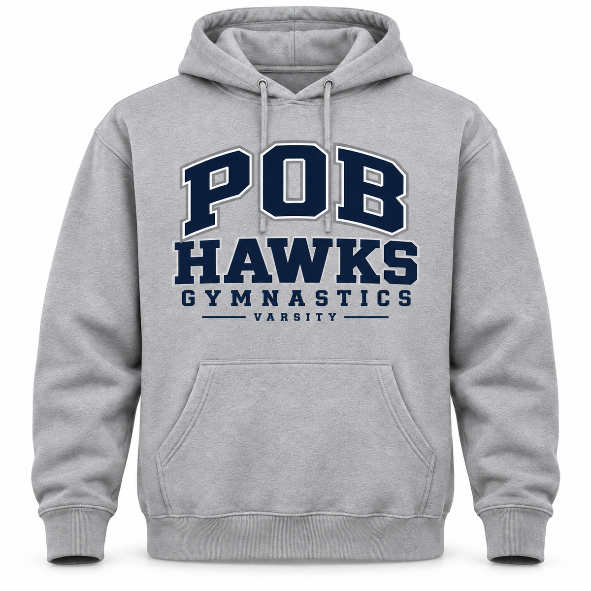 Sport Gray POB Hawks Gymnastics Varsity Fleece Hoodie design mockup