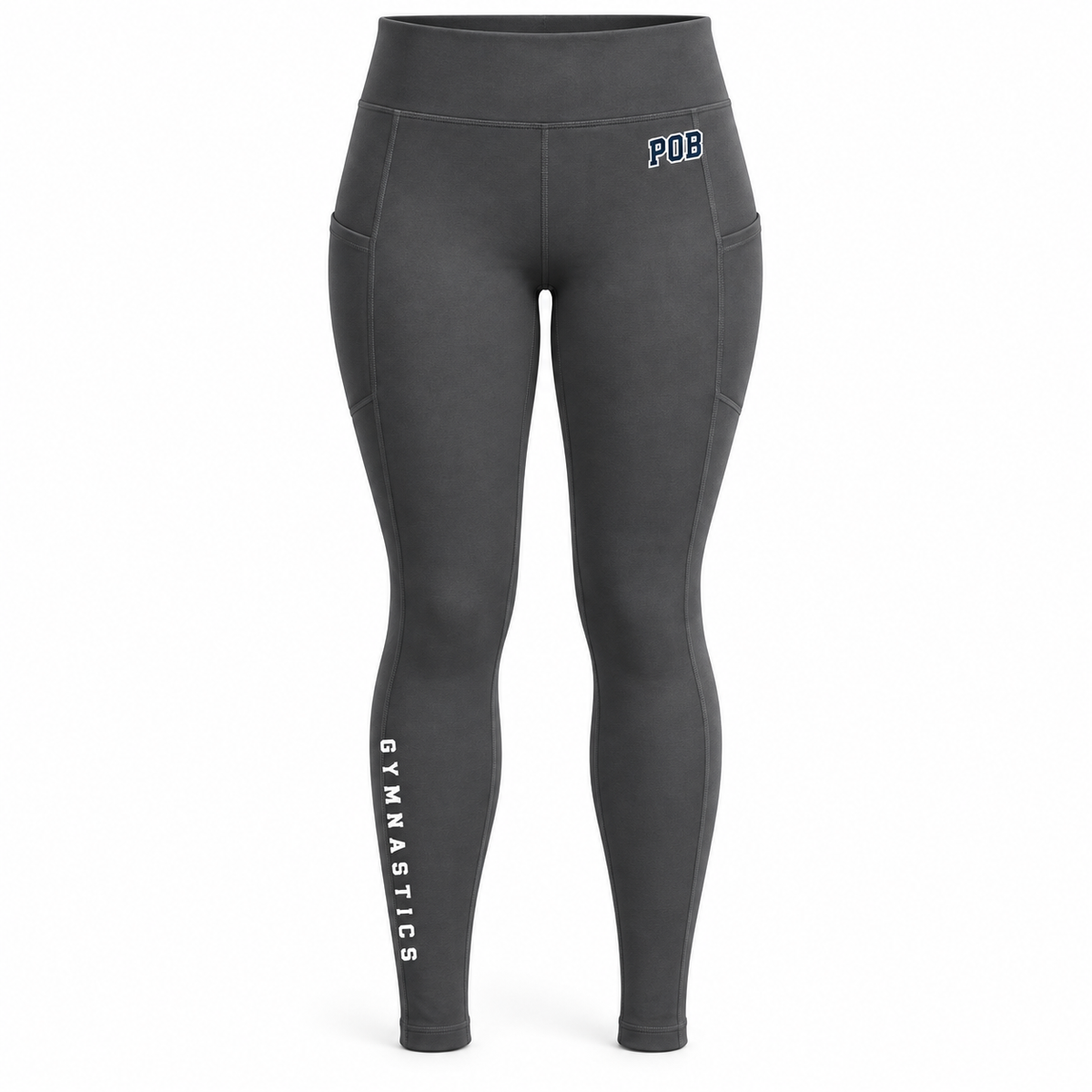 Carbon Gray POB Hawks Gymnastics High-Waist Performance Leggings design mockup