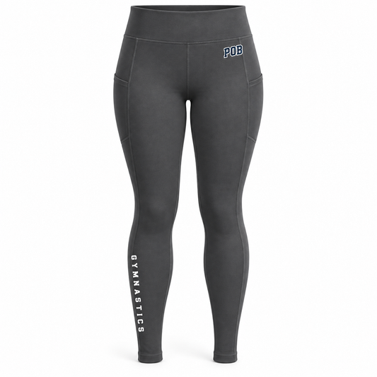 Carbon Gray POB Hawks Gymnastics High-Waist Performance Leggings design mockup