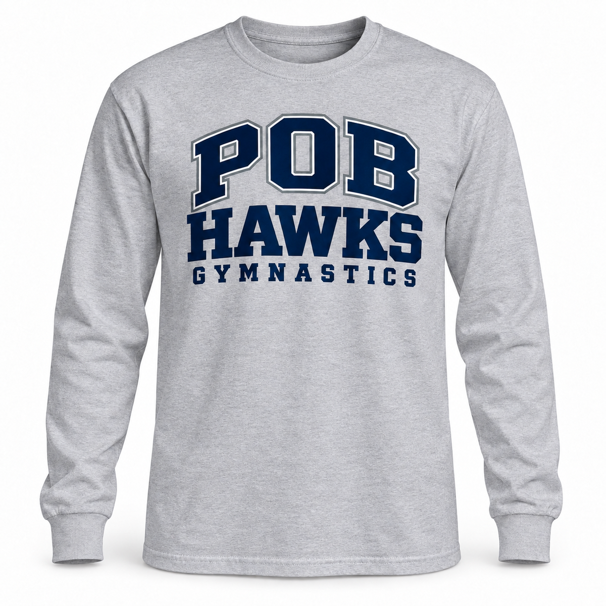 Sport Gray POB Hawks Gymnastics Varsity Long-Sleeve Tee design mockup