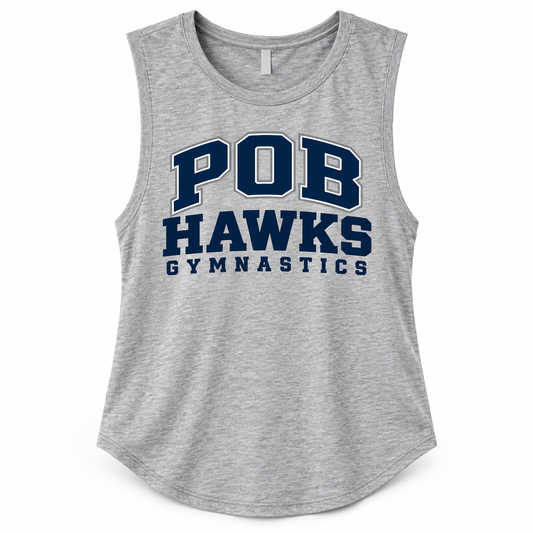Heather Gray POB Hawks Gymnastics Wide-Strap Muscle Tank design mockup