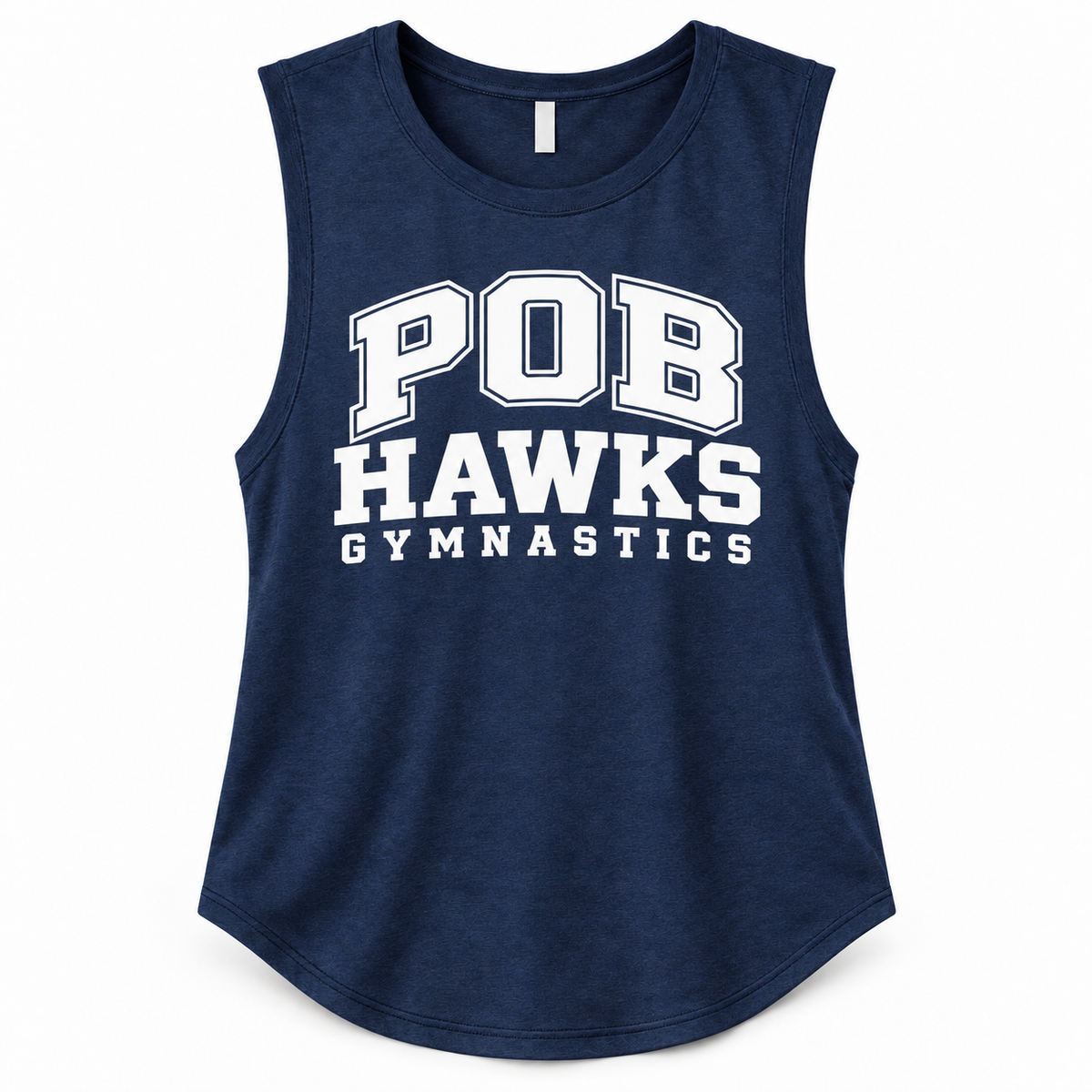 Navy POB Hawks Gymnastics Wide-Strap Muscle Tank design mockup