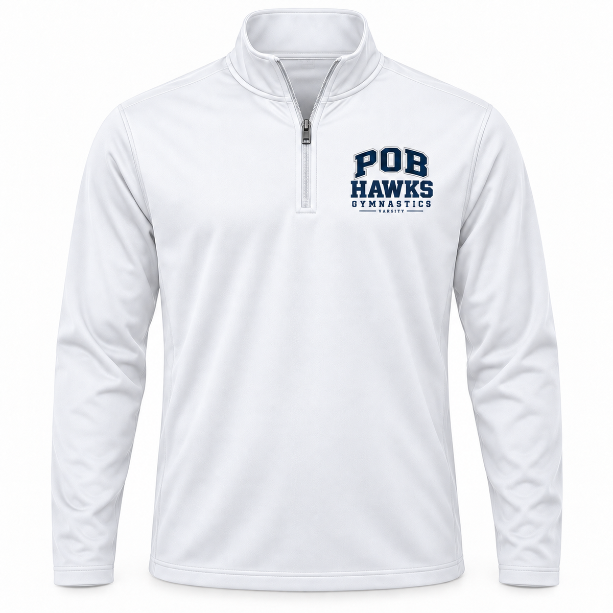 White POB Hawks Gymnastics Performance Quarter-Zip design mockup