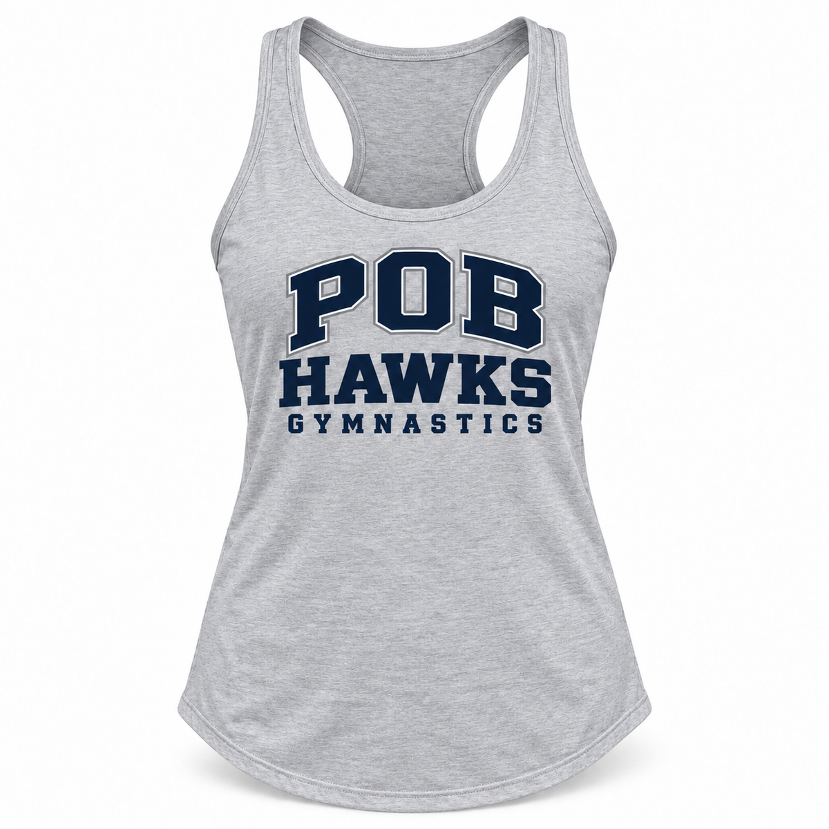 Heather Gray POB Hawks Gymnastics Racerback Training Tank design mockup