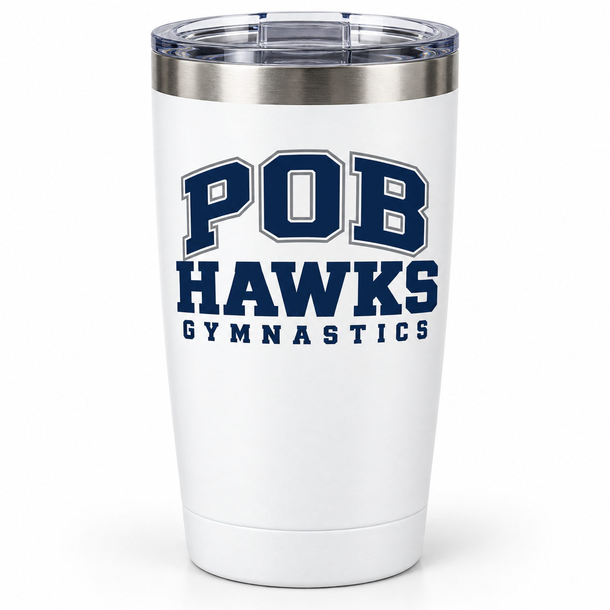 White POB Hawks Gymnastics 20 oz Team Tumbler design mockup