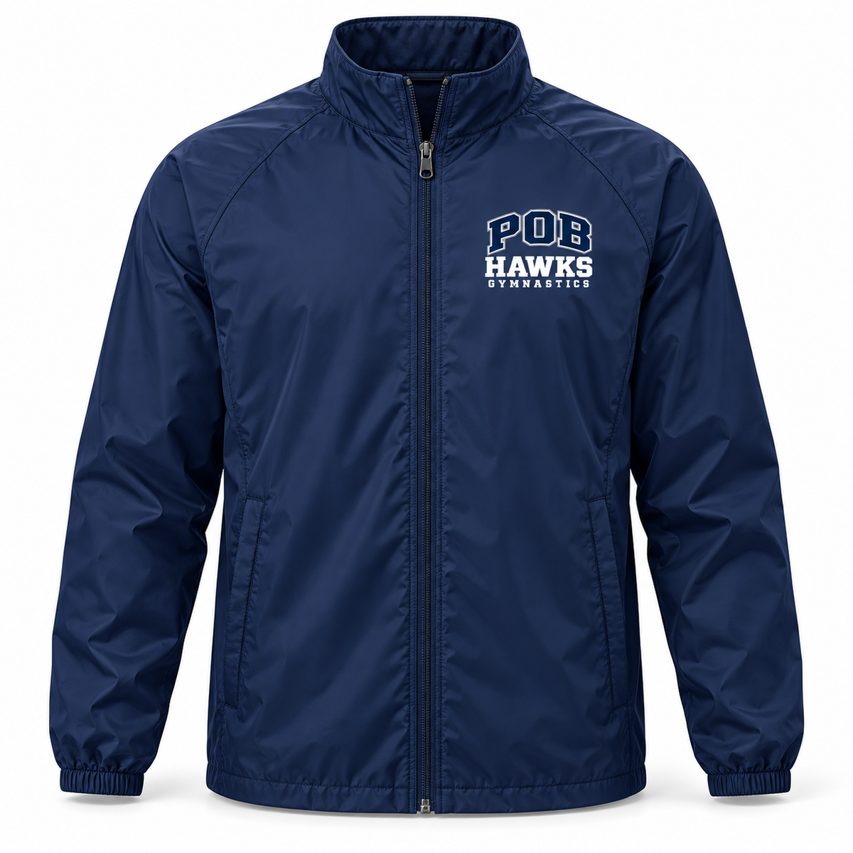 Navy POB Hawks Gymnastics Full-Zip Wind Jacket design mockup