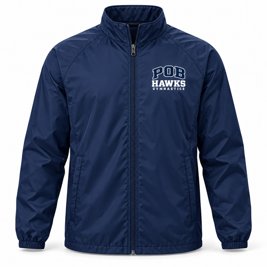 Navy POB Hawks Gymnastics Full-Zip Wind Jacket design mockup