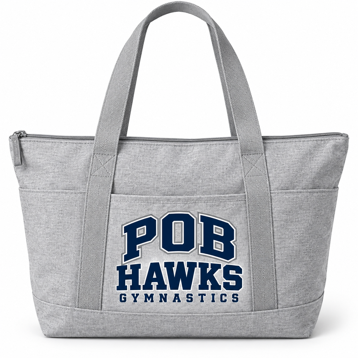 Heather Gray POB Hawks Gymnastics Essential Zipper Tote design mockup