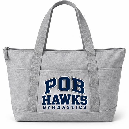 Heather Gray POB Hawks Gymnastics Essential Zipper Tote design mockup