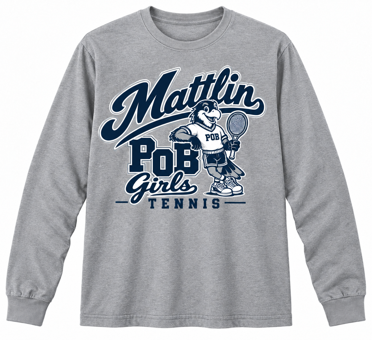 POB Mattlin Girls Tennis Retro Hawks Long-Sleeve Shirt | Heather Gray