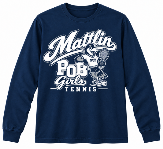 POB Mattlin Girls Tennis Retro Hawks Long-Sleeve Shirt | Navy