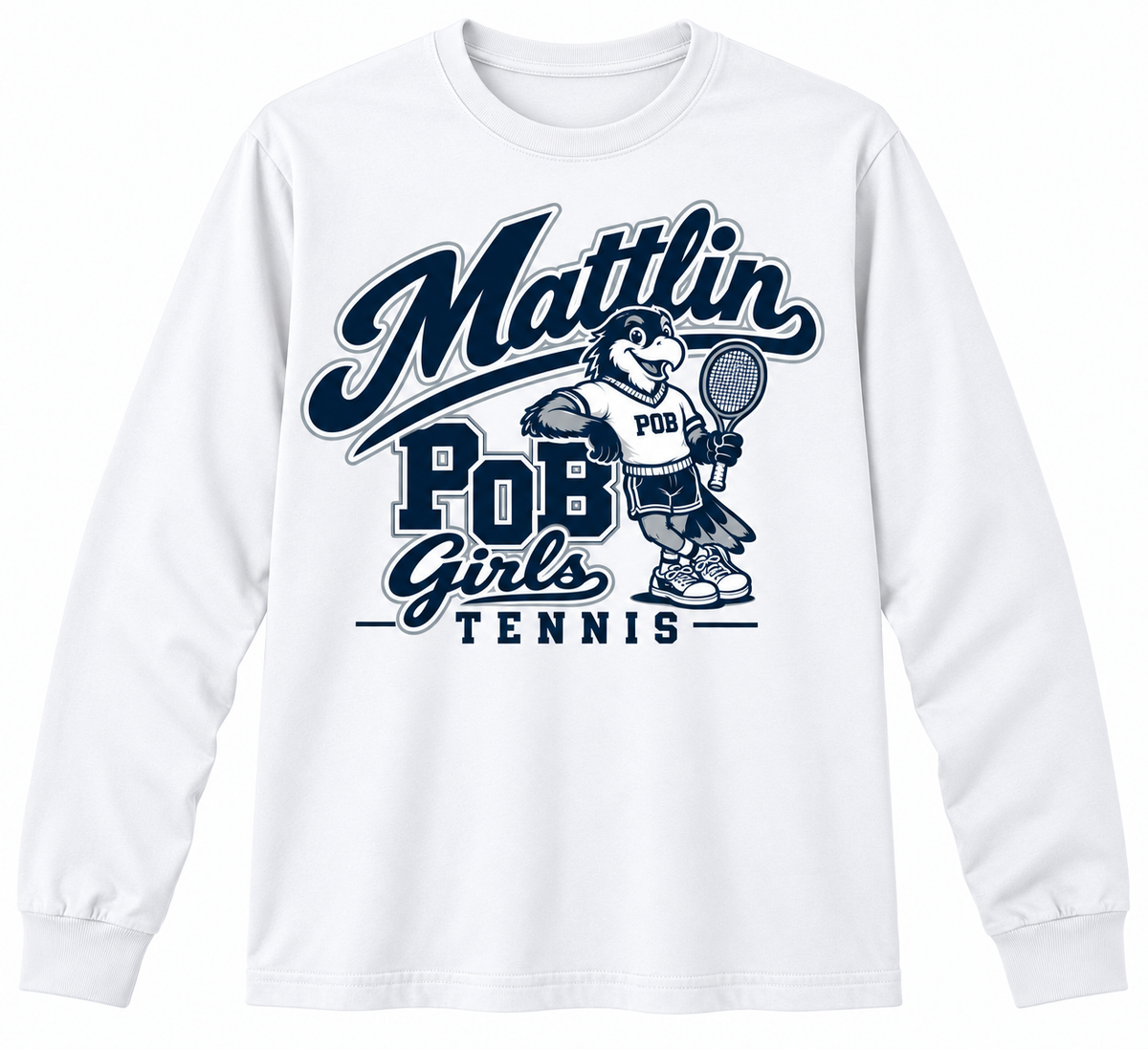 POB Mattlin Girls Tennis Retro Hawks Long-Sleeve Shirt | White