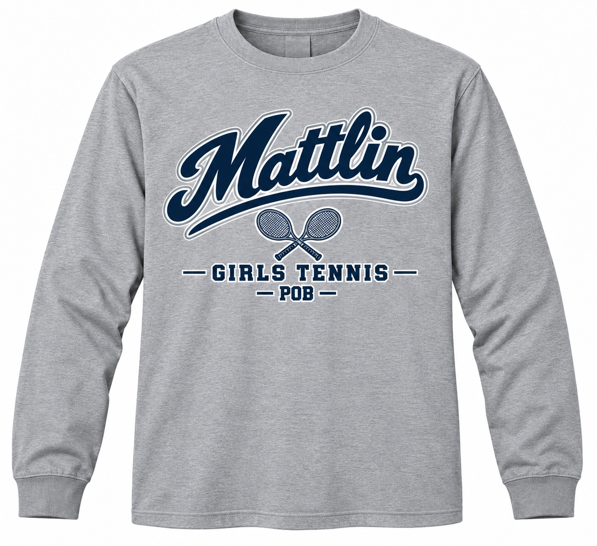 POB Mattlin Girls Tennis Heritage Script Long-Sleeve Shirt | Heather Gray